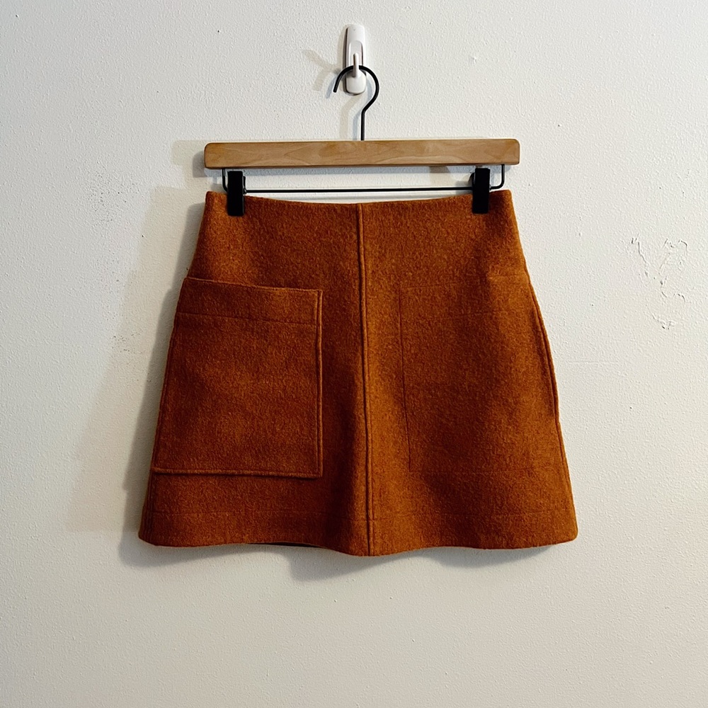 COS Warm Orange Elegant 100% Wool Dark Academia Mini Skirt